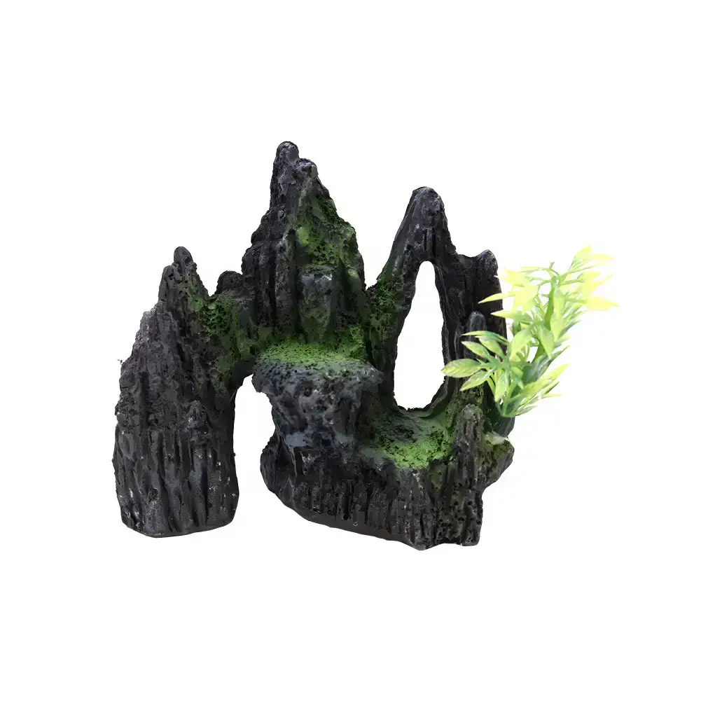 Aquarium Rock Mountain Ornament Terrarium LED