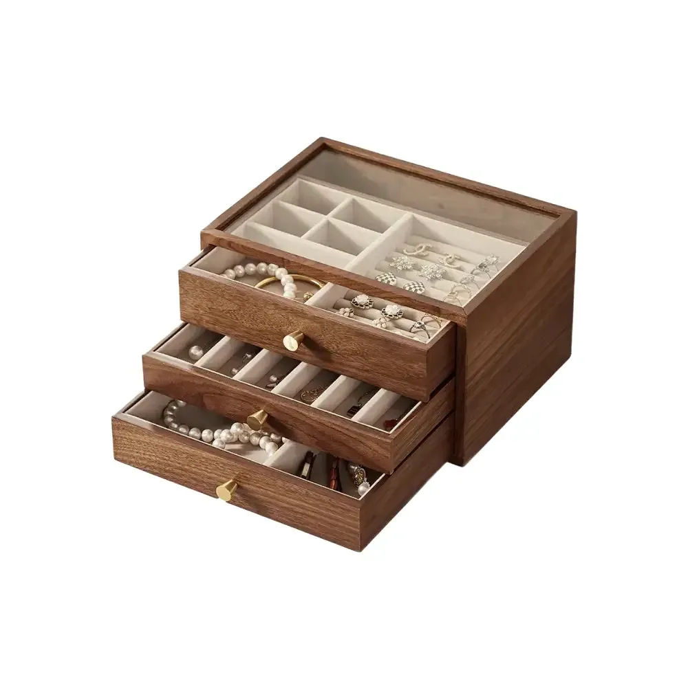 Walnut Solid Wood Watch & Jewelry Organizer Box